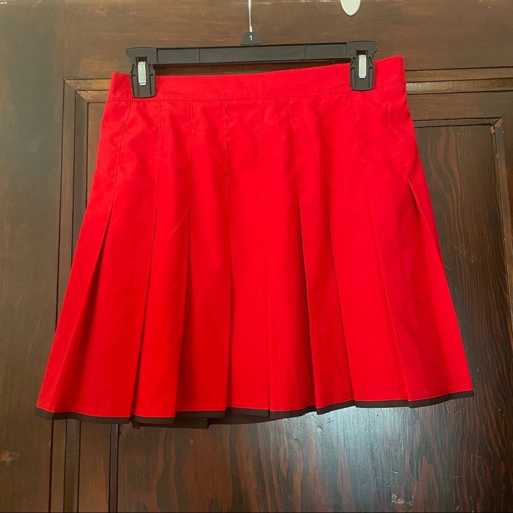 red vintage pleated skirt